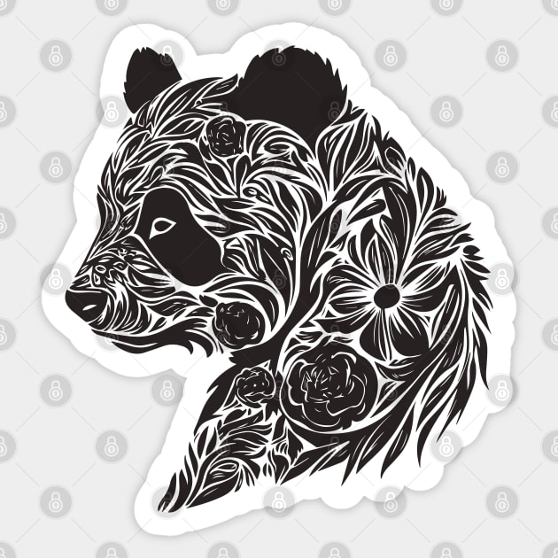 Floral Panda – The Cutest Bear Meets Botanical Elegance Sticker by TuncGK